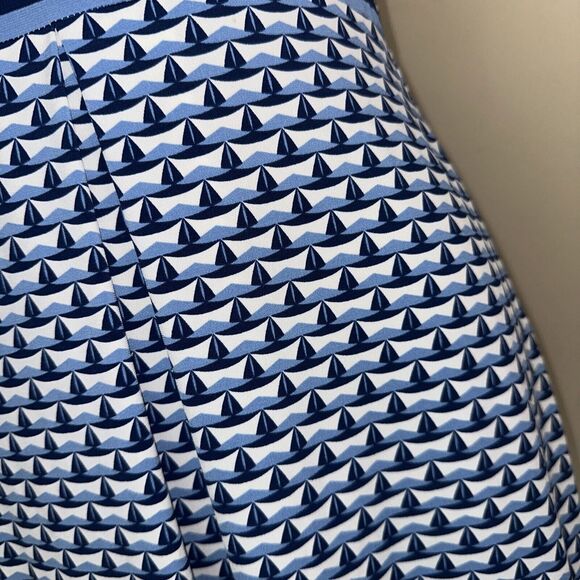 MAX STUDIO Dress Blue Geometric Floral Poly Spandex Sz Small EUC - Picture 4 of 9